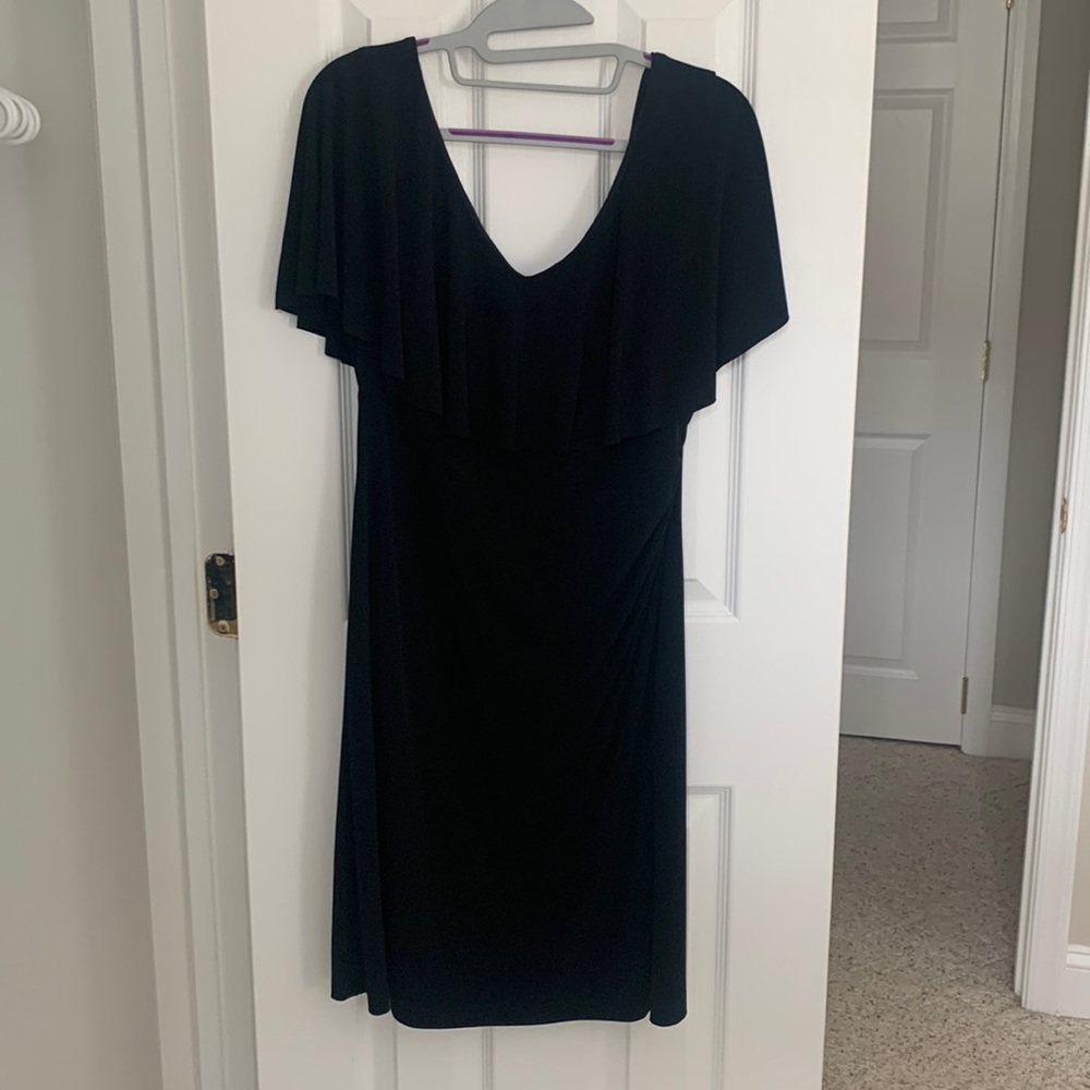 Flutter-sleeve formal black dress